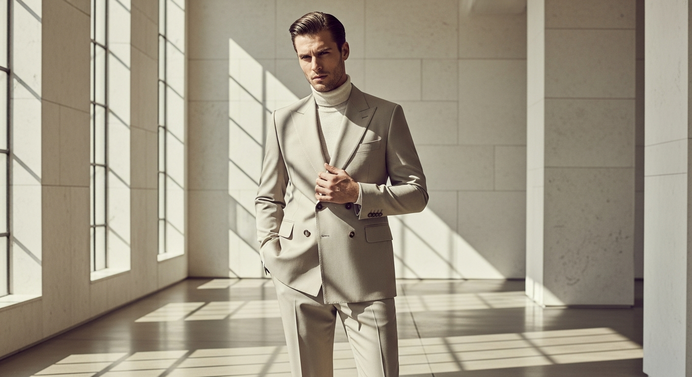 Bărbat în costum bespoke Tudor Personal Tailor